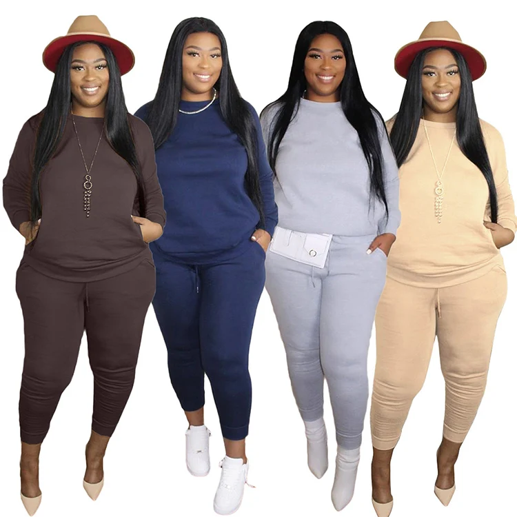 

FREE SHIPPING Amazon's new fashion women's solid color plus size long sleeved casual suit 2 piece sweatsuit set women clothing, Leopard, snake, camouflage, a1, a2, a3, a4