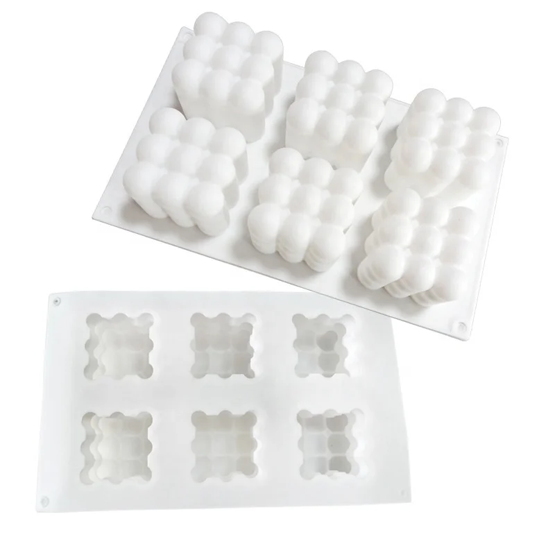 

Amazon Hot New 6-Hole Cube Silicone Cake Mold for Handmade Candle Soap Jelly Pudding Dessert Chocolate and Kitchen Baking Mould, White