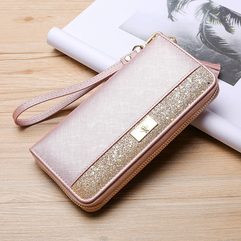 

fashion designer pu leather slim women wallet zip long ladies wallet