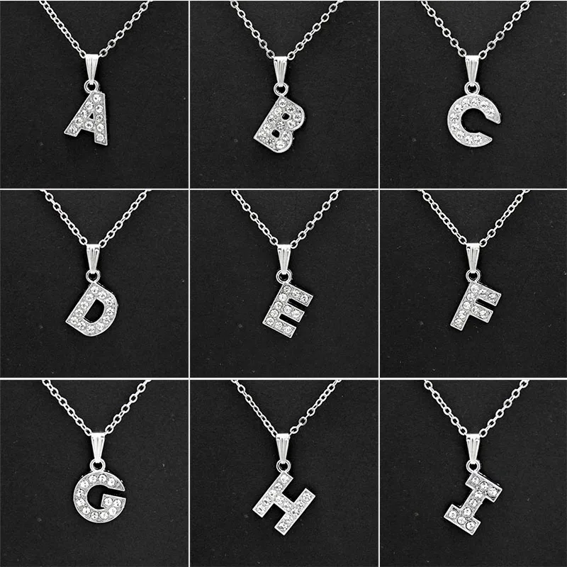 10piece/pack Wholesale Simple Alphabet Necklace Charms Pendant Letter