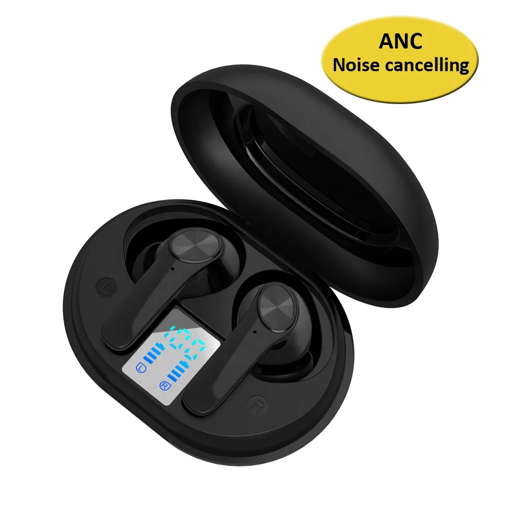 

amazon hot sale tws earbuds active noise cancelling high quality anc earphones anc tws, White/black