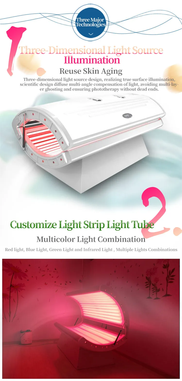2020 Collagen Bed Led Light Therapy Bed For Whole Body Beauty Angel Red
