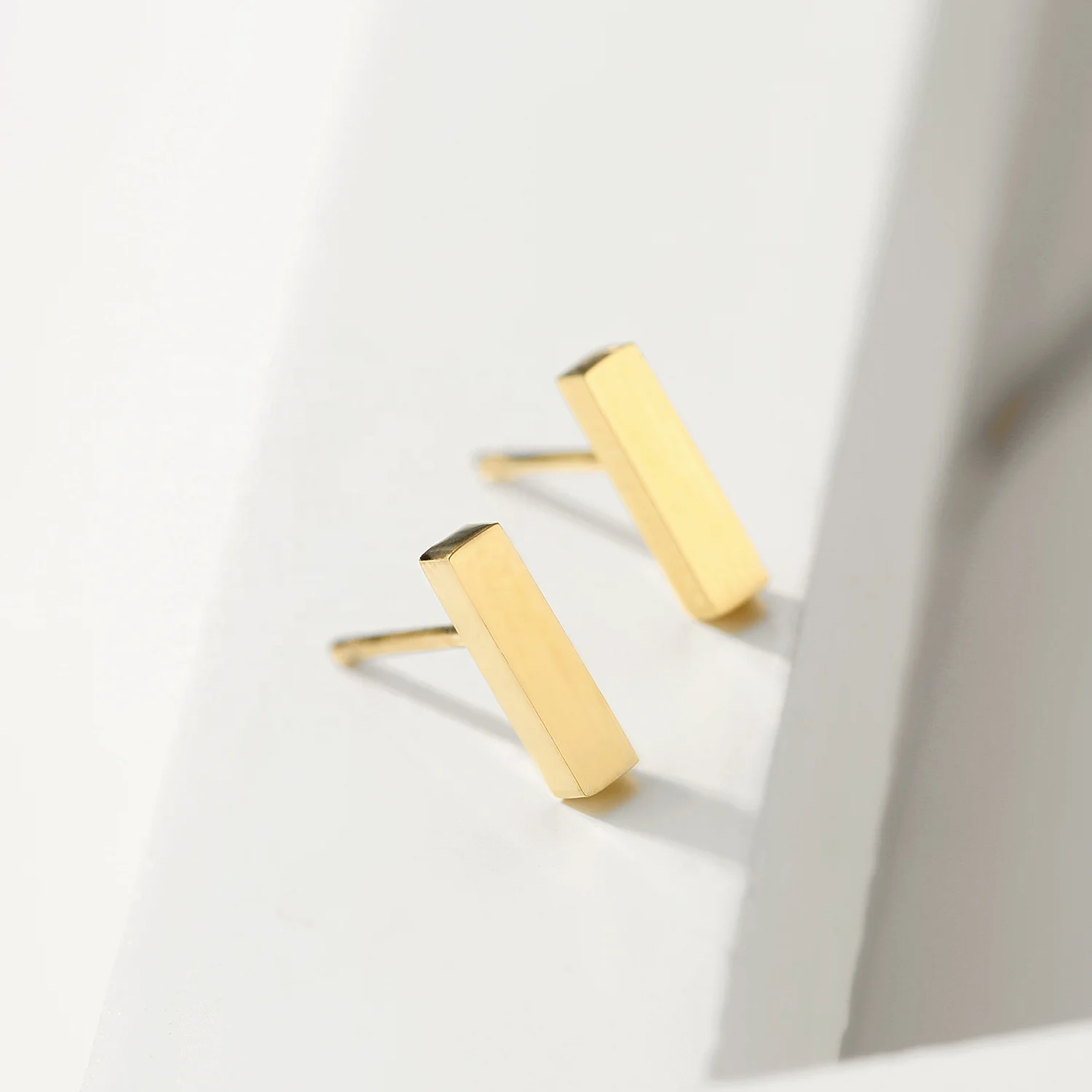 

Trendy Fine Jewelry Accessories Summer Funky Earings 18k Gold Bar Geometric Stud Earrings Stainless Steel Women Silver Earrings