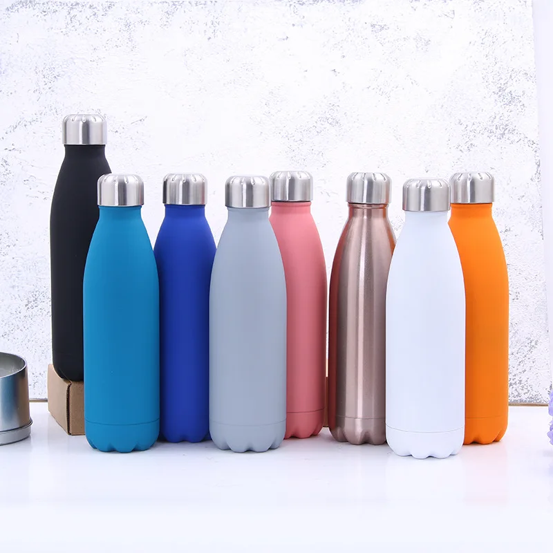 

New Arrival Double Wall Stainless Steel Insulated Vacuum Travel Sport Thermos Flask Water Bottle Outdoor Cola Shaped Bottle, Customized colors acceptable