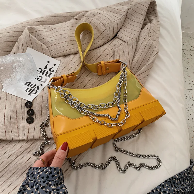 

Summer Fashion Metal Chain Bags Shoulder Clear Purses For Women 2021 Designer Hand Bags, 8 colors