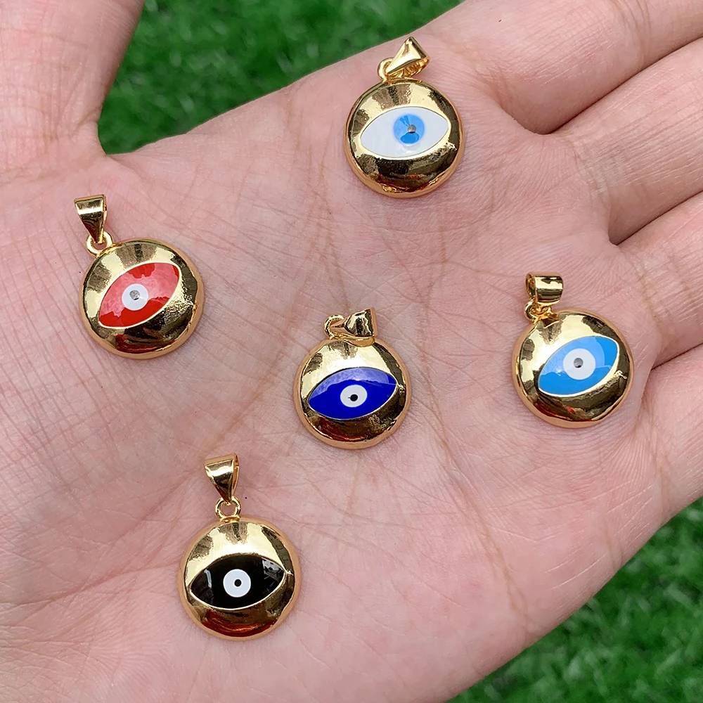 

Electroplating Monster eyes shape Enamel disc pendant DIY lucky jewelry gift Bulk jewelry accessories wholesale