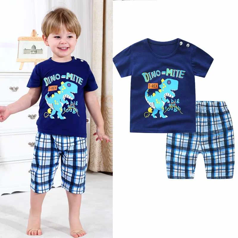 

Pure cotton baby suit casual sports boy T-shirt + shorts suit toddler clothing baby boy clothes, As pictures
