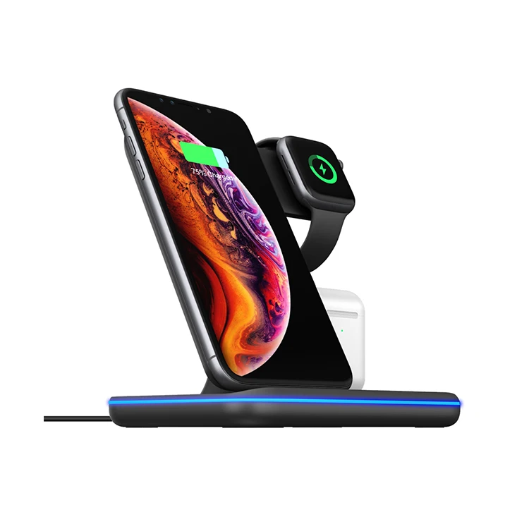 

wholesale Factory type c mobile qi fast wireless charger 3 in 1 with stand