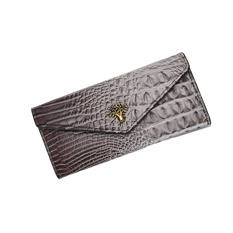 

HOT sale women crocodile stripes purses Leather Card Holder Wallet, Black and brown