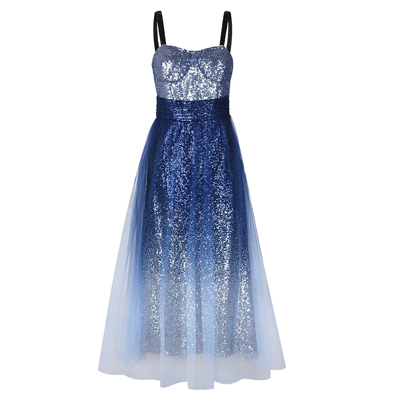 

2021 ladies luxury sexy wedding long sequin dresses party maxi evening dress