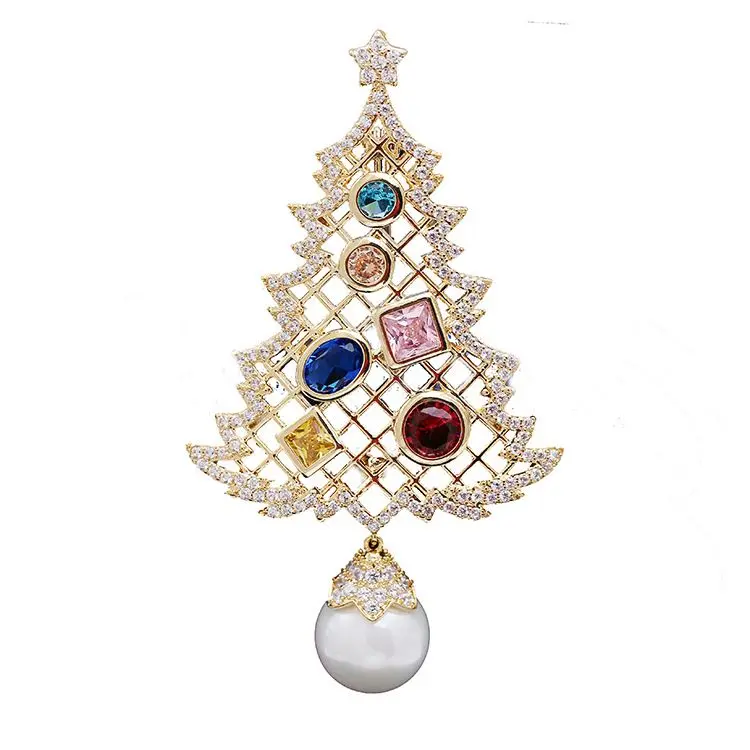 

The New Pearl Series Micro-inlaid Hao Stone A Dual-purpose Pine Christmas Tree Corsage Pin