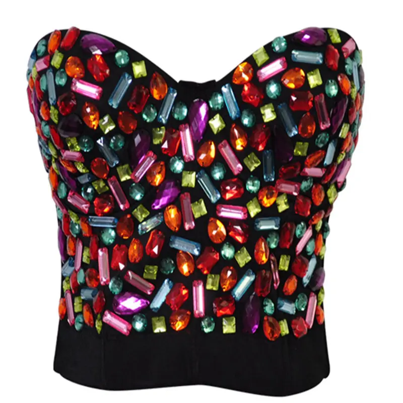 

GX8888 wholesale 2020 women clothing vendor colorful diamond chest corset, Picture