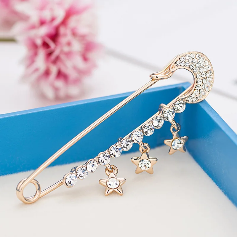 

Wholesale Gold Safety Baby Pin Jewelry Enamel Baby Pin Brooch With Sunlight Stars, Picture