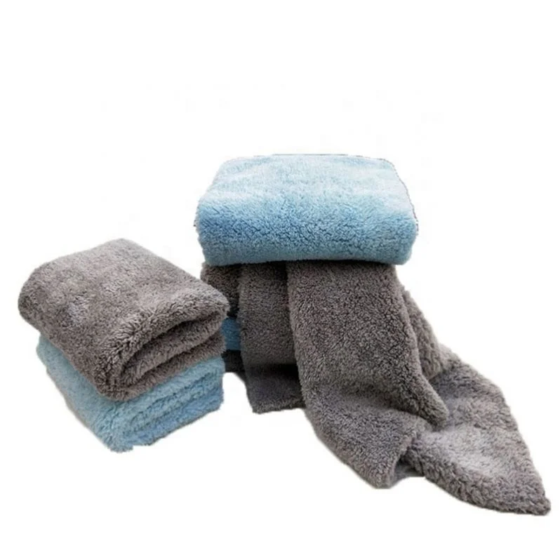 

Microfiber Coral Fleece Car  Wash Cleaning Super Absorbent Clean Towel, Grey/blue