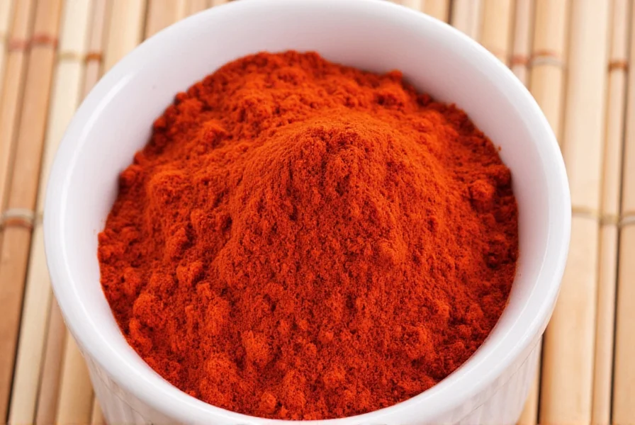 Close-up of cayenne pepper flakes next to fresh red peppers showing natural spice source