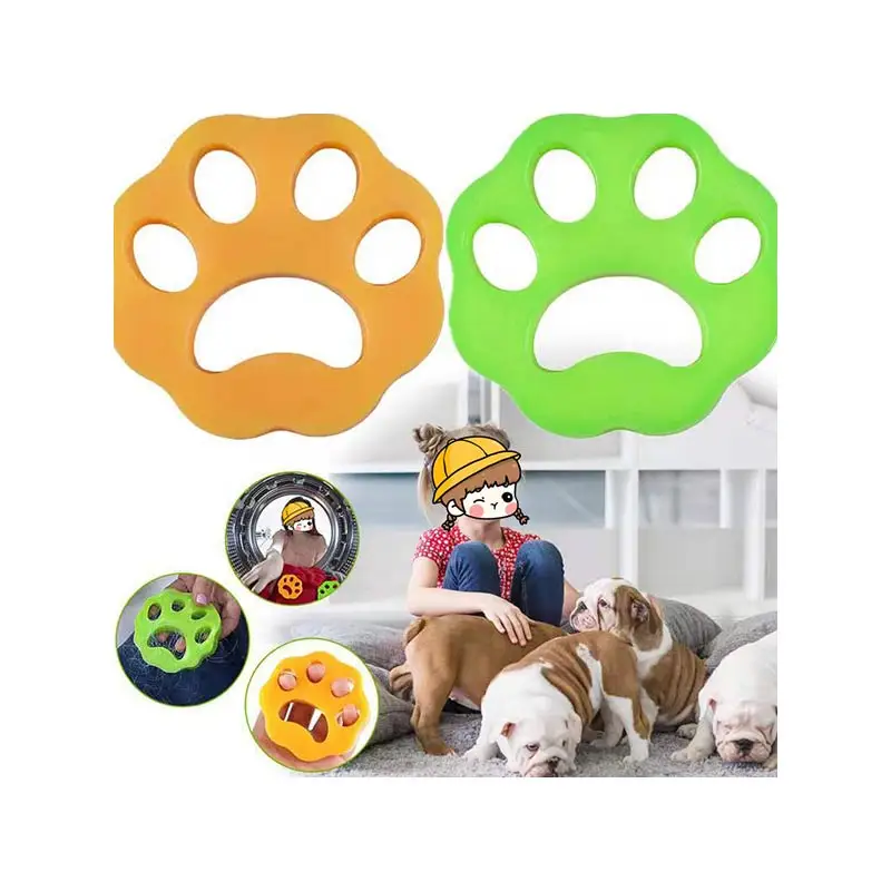 

Safe Silicone Reusable Washing Machine Sticky Pet Dog Cat Hair Fur Remover For Laundry, Green, orange