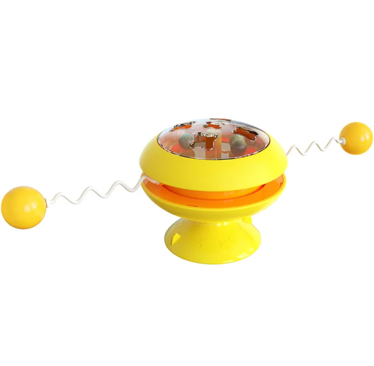 

Pet Mental Stimulation Interactive Windmill Spring Ball Cat Catnip Funny Kitten Turntable Toys with Strong Suction Cup