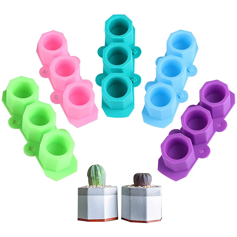 

Amazon Hot Sale Flower Pot Silicone Molds Succulent Plants Planter Pot Mould Concrete For Ice Maker Diy Craft Candle Holders, Purple, green, pink, blue, dark green
