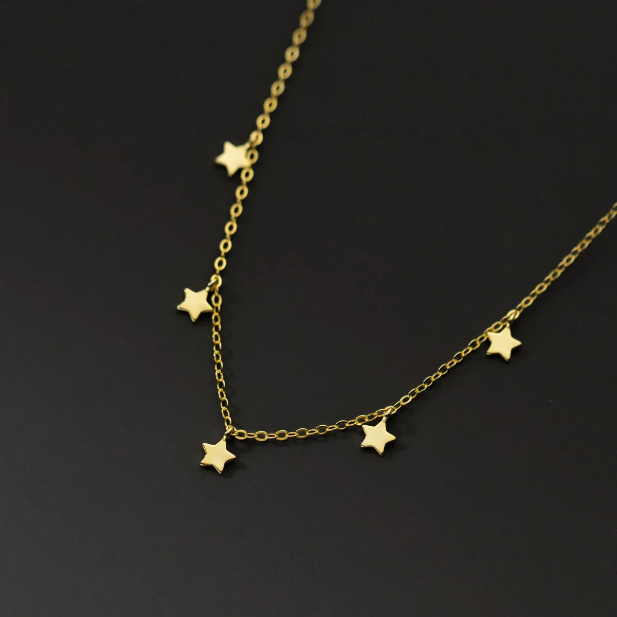 

fashion 925 silver necklace jewelry 925 sterling silver star chain necklace 18K gold plated silver clavicle necklaces women