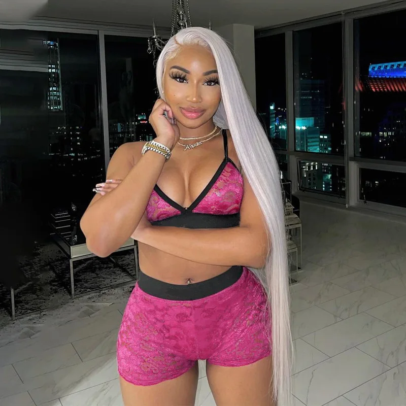 

See Through Lace Bra Panty Sets Summer 2021 2 Piece Women Clothing Lingerie Sexy Two Piece Biker Short Set Ethika Women Set, Customized color