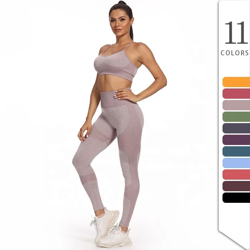 

Yiwu Woman Yoga Pant Fitness Butt Lift Legging Set Popular Seamless Sports Set, 11 colors
