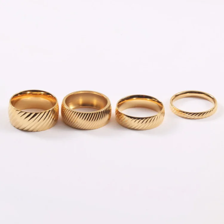 

2020 INS Fashion Stainless Steel 3mm 8mm 9mm Width PVD Plating18K Gold Plated Chunky Tiny Band Rings