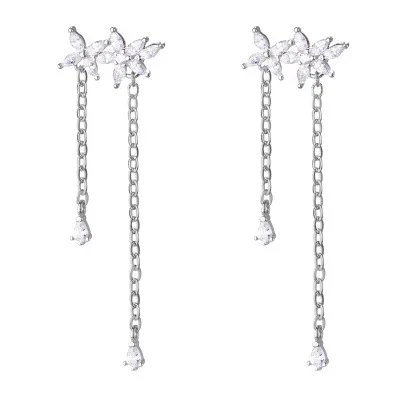 

925 silver CZ crystal flower earring