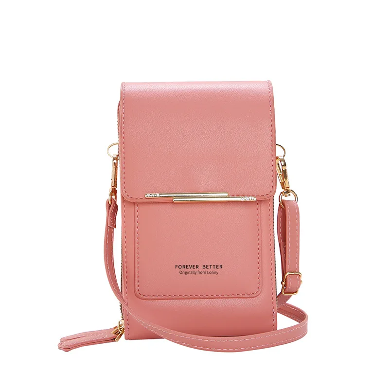 

Girls Fashion Shoulder Messenger PU Leather Key Coin Purse Sling Women Mini Touch Screen Cell Phone Bag, 6 colors