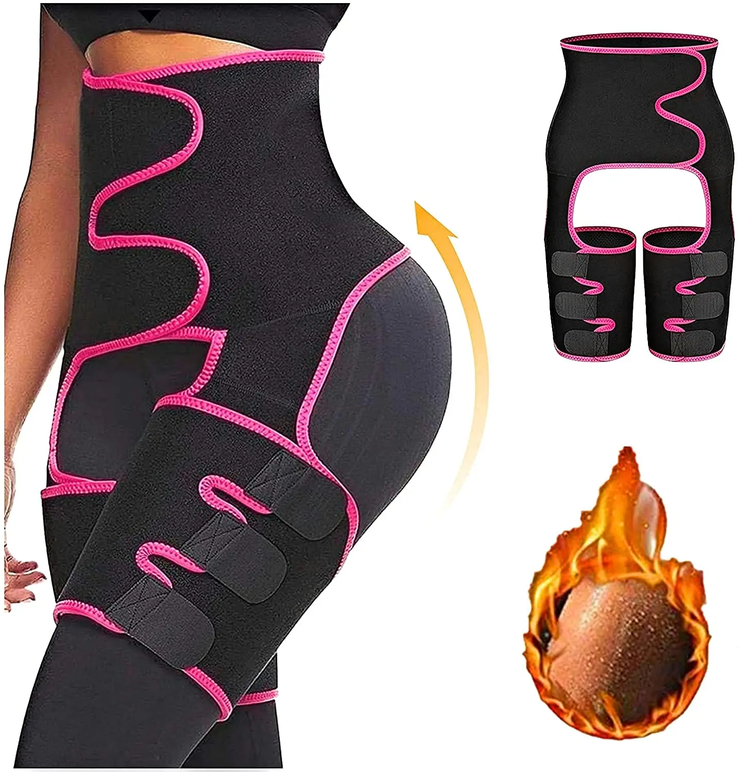 

Hot Sell Fitness Waist Trainer Slimming Belt Women Hip Leg Arm Shaper Neoprene Butt Lifter, Black yellow pink