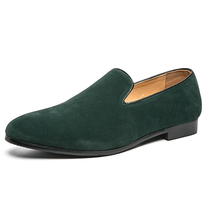 

Green Color Suede Leather Formal Slip On Handsome Classy Comfortable Men Designer Loafer Shoes