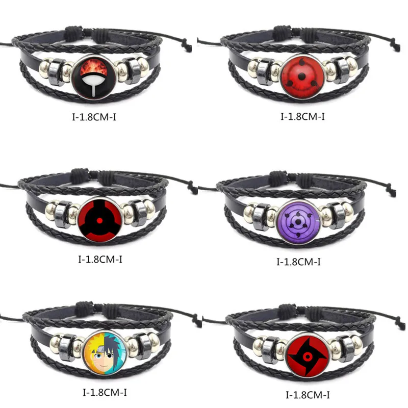 

Eye Bracelet Anime Braided Leather Bracelet Sasuke Uchiha Clan Rinnegan Taichi Kakashi Cosplay Jewelry