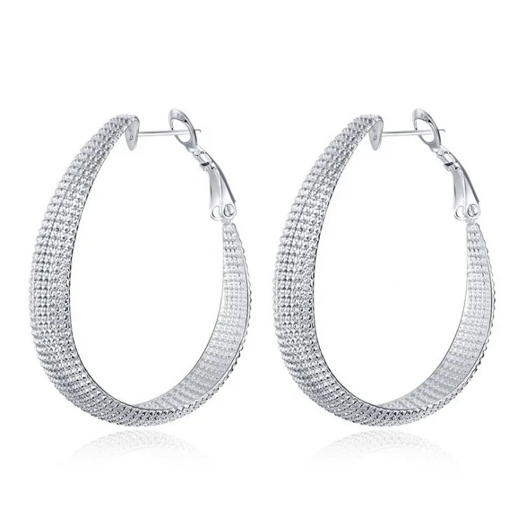 

UNIQ Women Ladies Silver Plated Fashion Classic Big Hoop Drop Dangle Earrings Jewelry Aretes de Plata