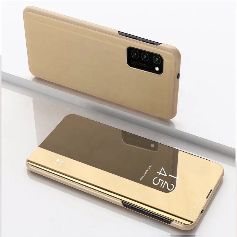 

For Galaxy S20 Clear View Stand Flip Cover Case Smart Mirror Electroplate Plating Protective Phone Case for S20, 6 colors