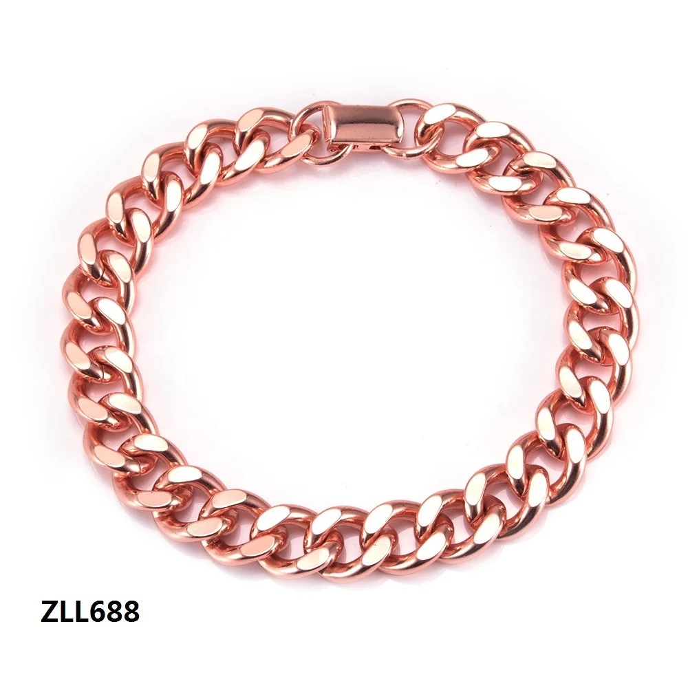 

ZLL688 100% Pure Copper Cuban Mens copper bracelet, Silver,gold ,rose gold, copper ,black , blue etc