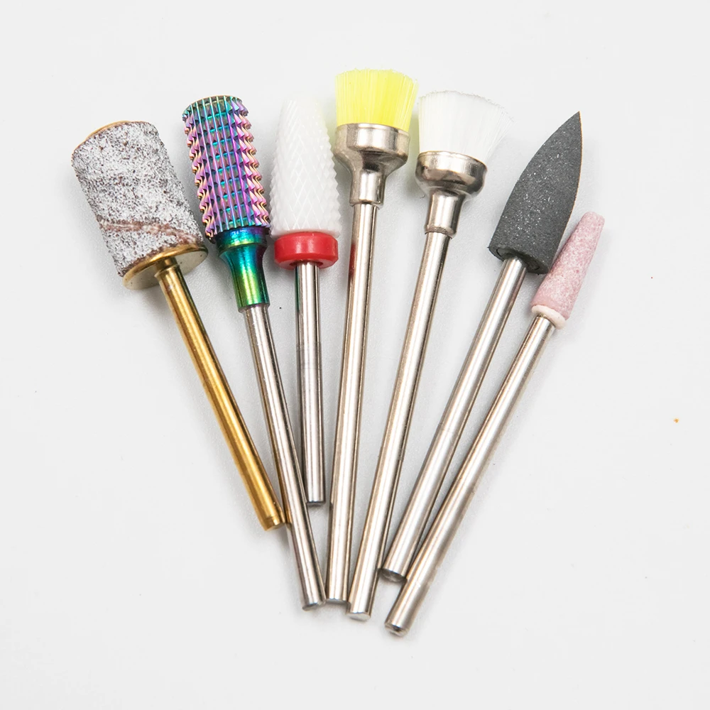 

manicure pedicure set ceramic nail drill bits, White;pink;yellow;purple;blue;black