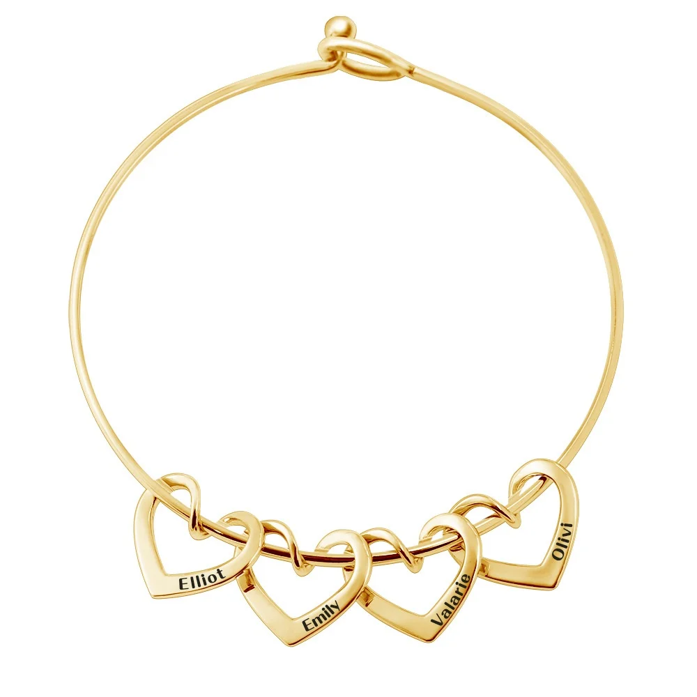 

Personalized Custom Name Curved Love heart Bracelet Women's European and American Bangle Bracelet two kinds of Buckle, Silver/rose/gold