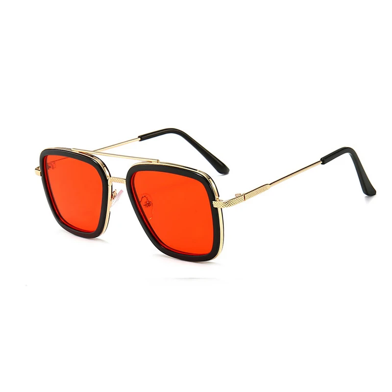 

JQ001 High quality metal frame shade vintage oversized square colorful transparent lens double bridge kids sunglasses