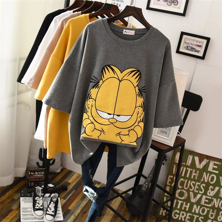 

High Quality Custom Cute Cartoon T-shirt Autumn And Winter Thick Cotton Pullover Top Women Warm Casual Tee Shirts