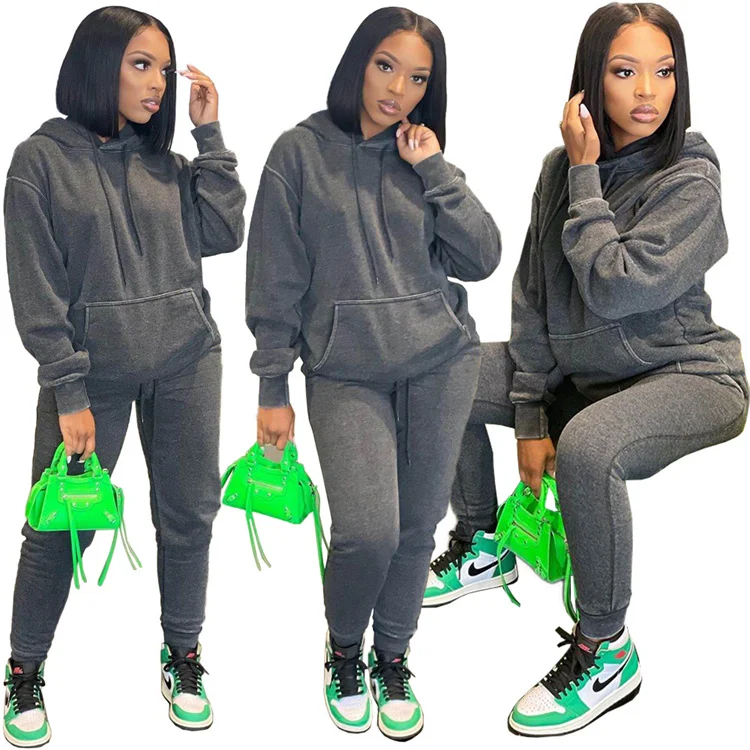 

LvCong Boutique custom logo solid color fleece jogger women fall winter casual athletic fashion two piece set