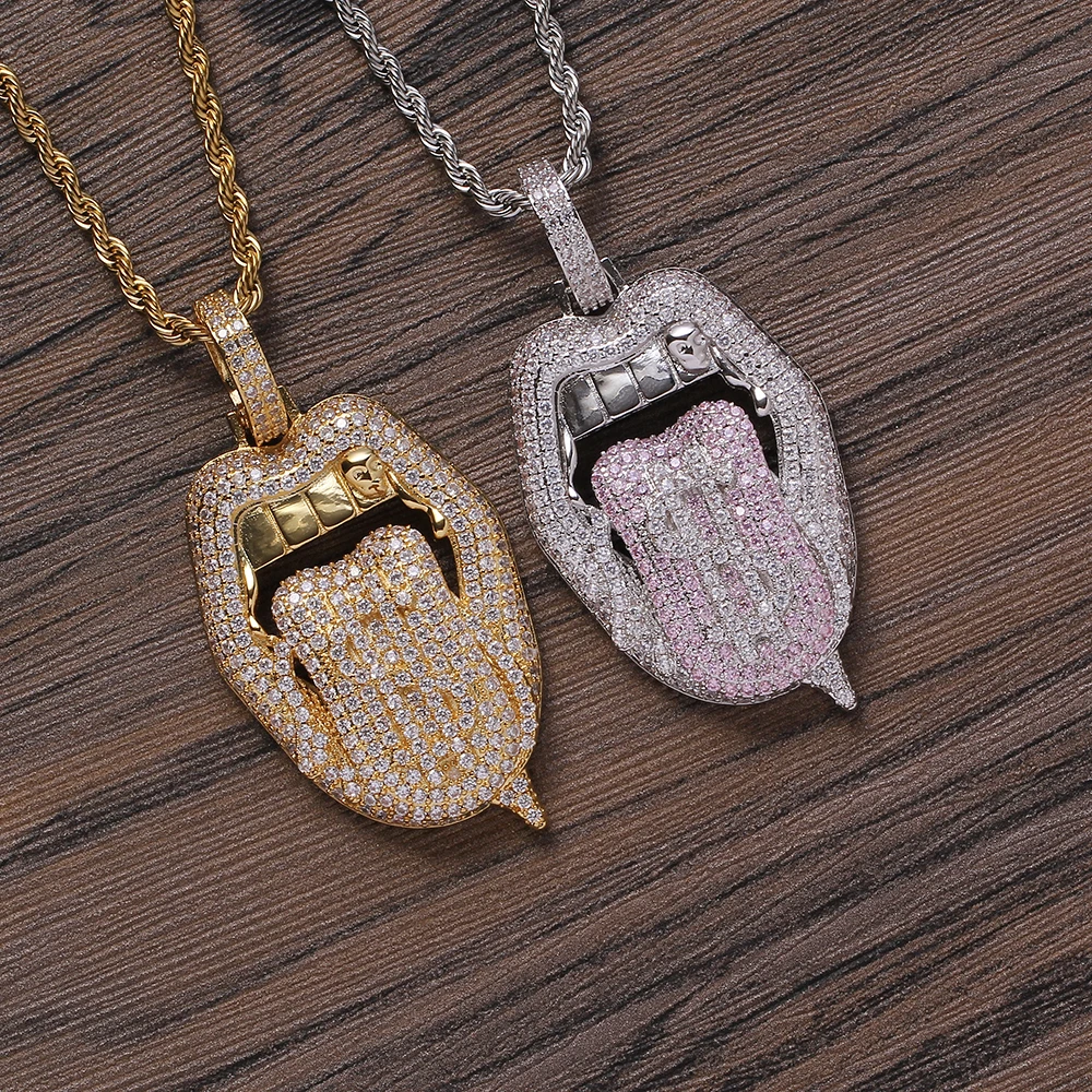

CN322 Bling bling Brass Zircon Jewelry CZ pendants Iced Out Hip Hop Necklace