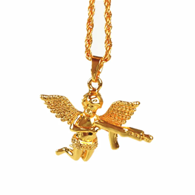 

Shangjie Angel wing pendant pure copper zircon real gold plated necklaces