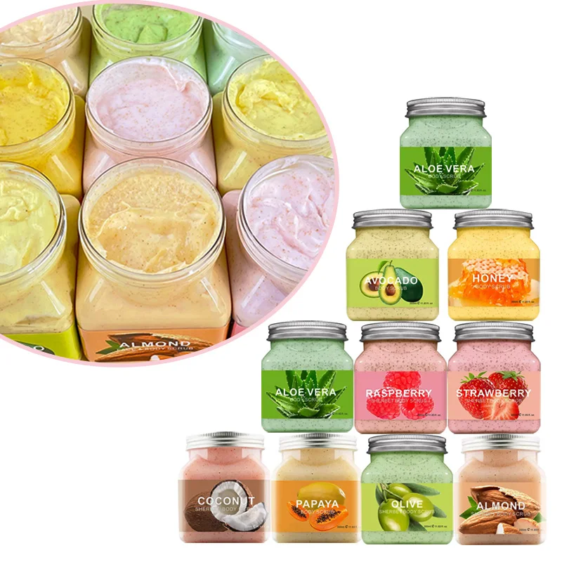 

Factory Private Label Sugar Scrub Natural Herbal Fruit Scrubs Set Exfoliator Cleansing skin Vitamin c Body Scrub for Spa