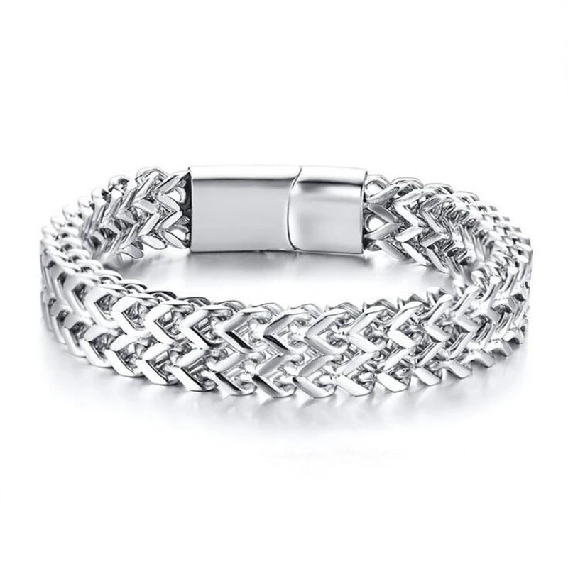 

Vintage Men Custom Length Stainless Steel Curb Chain Magnetic Bracelet