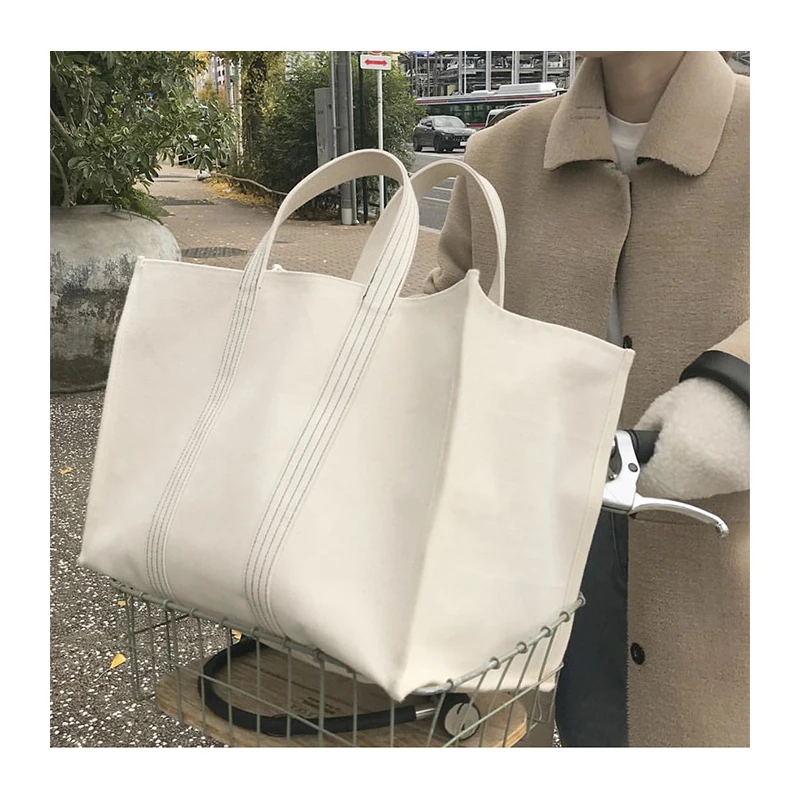 

Canvas handBags Eco Reusable Foldable Shoulder Bag Large Handbag Tote Bag for Women simple shoulder Bags