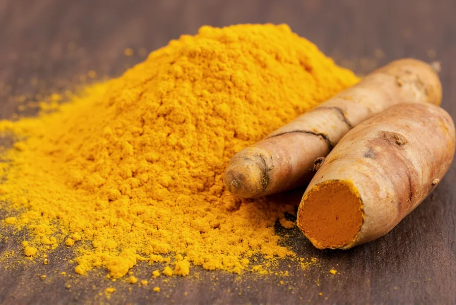 Turmeric root and powder showing vibrant yellow color