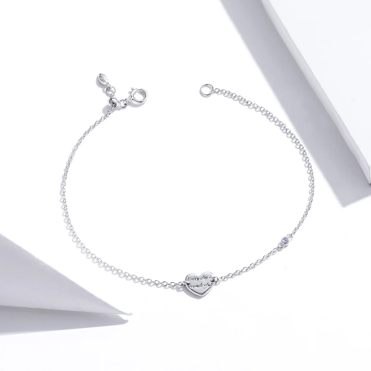 

New Arrival 925 Silver Jewelry Accessories Women Heart Charm Simplicity Link Chain Bracelet