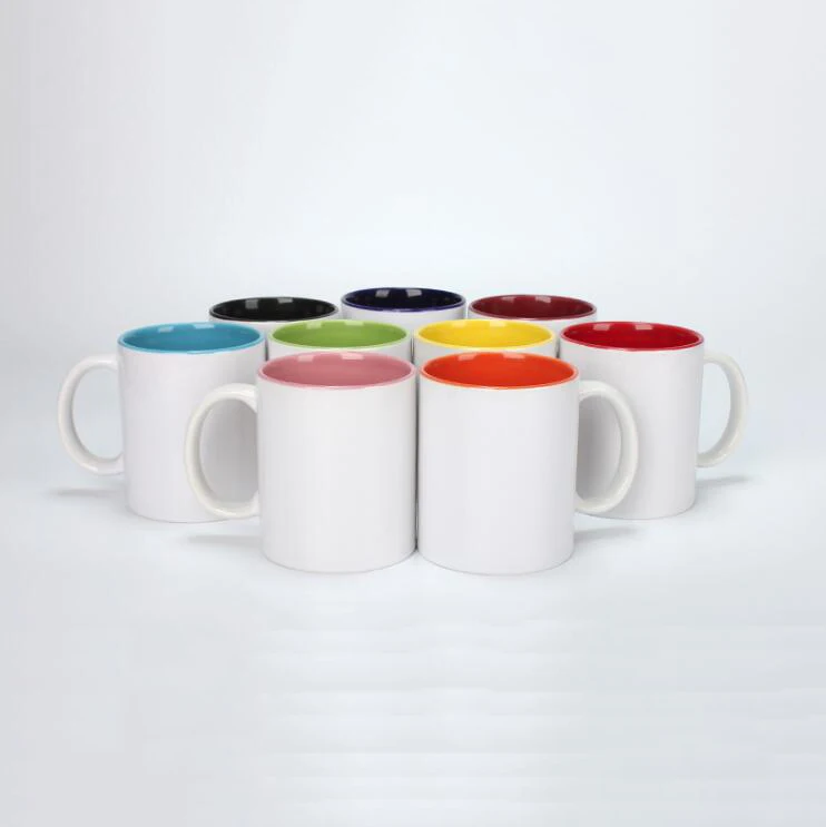 

11 Oz Inner Color Sublimation Blank Coffee Mug With Round Handle For Promotion, 6 colors