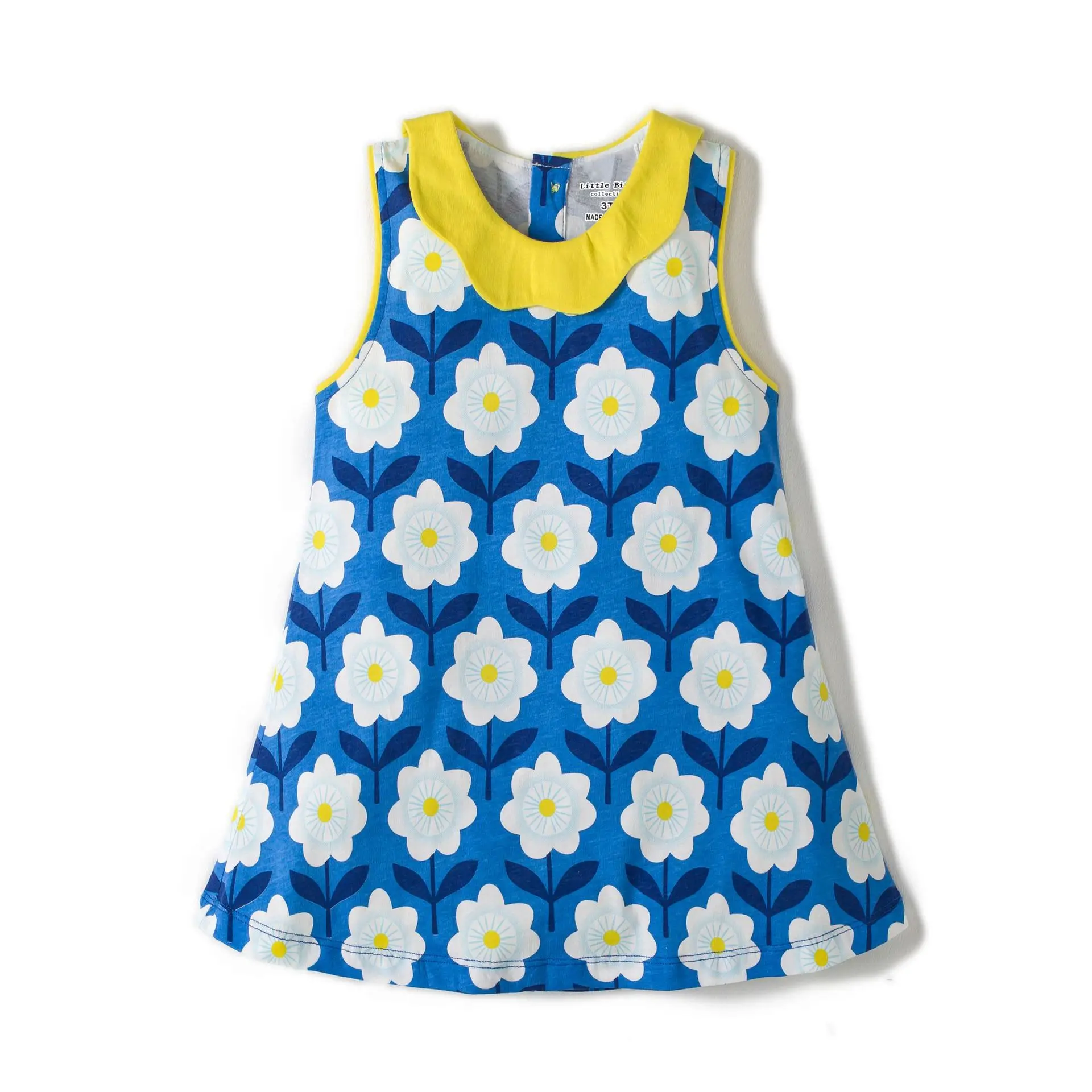 

Summer Kids Flower Fashion Vintage 100%cotton Floral Children Baby Girls Sleeveless Dresses