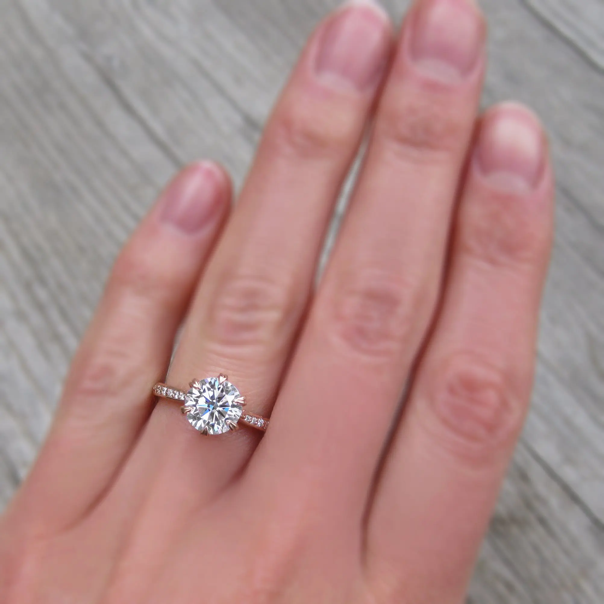 

14k Solid Gold Ring 7.5mm D color Diamond Gold Gift Moissanite Engagement Bands