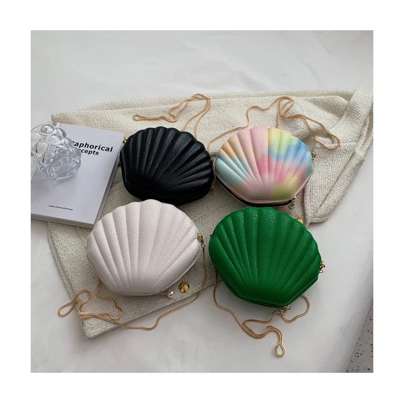 

Cute Designer Shell Shaped Chain Messenger Bags Colorful Evening Party Handbags for Women Fashion Trendy New Purses Shoulder Bag